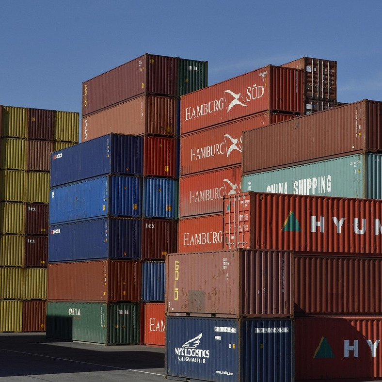 commodity containers at port